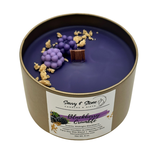 Blackberry Crumble | 6oz Soy Candle with Wooden Wick (Free Shipping over $35)