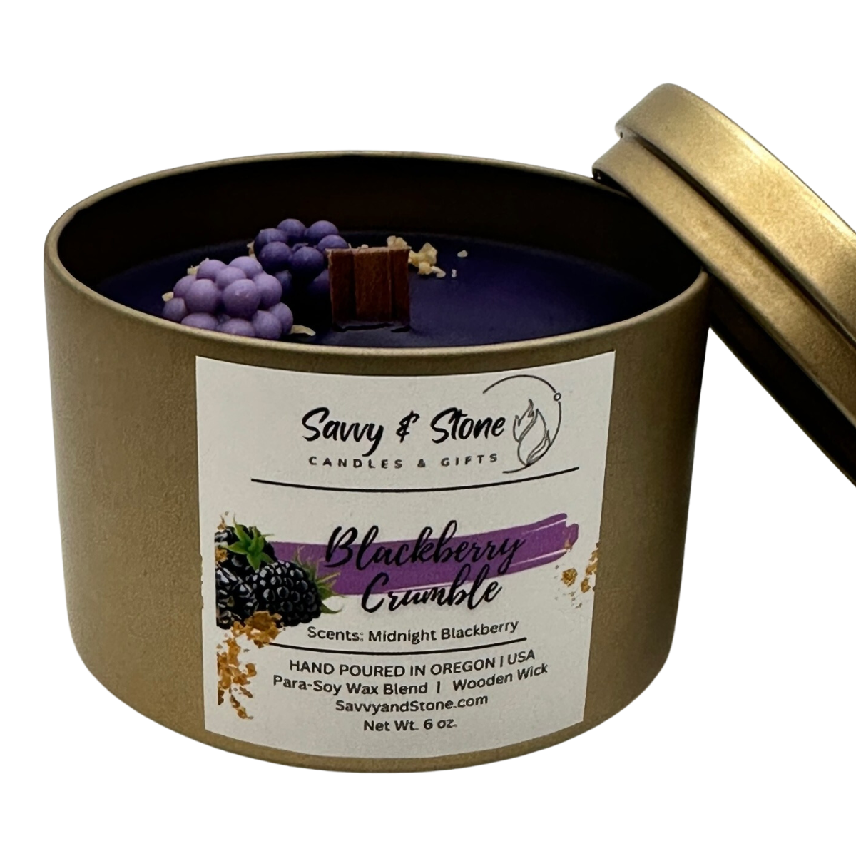 Blackberry Crumble | 6oz Soy Candle with Wooden Wick (Free Shipping over $35)