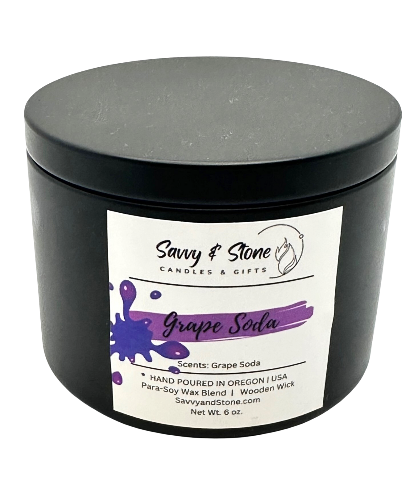 Grape Soda  | 6oz Wooden Wick Candle in Premium Tin (Free Shipping over $35)