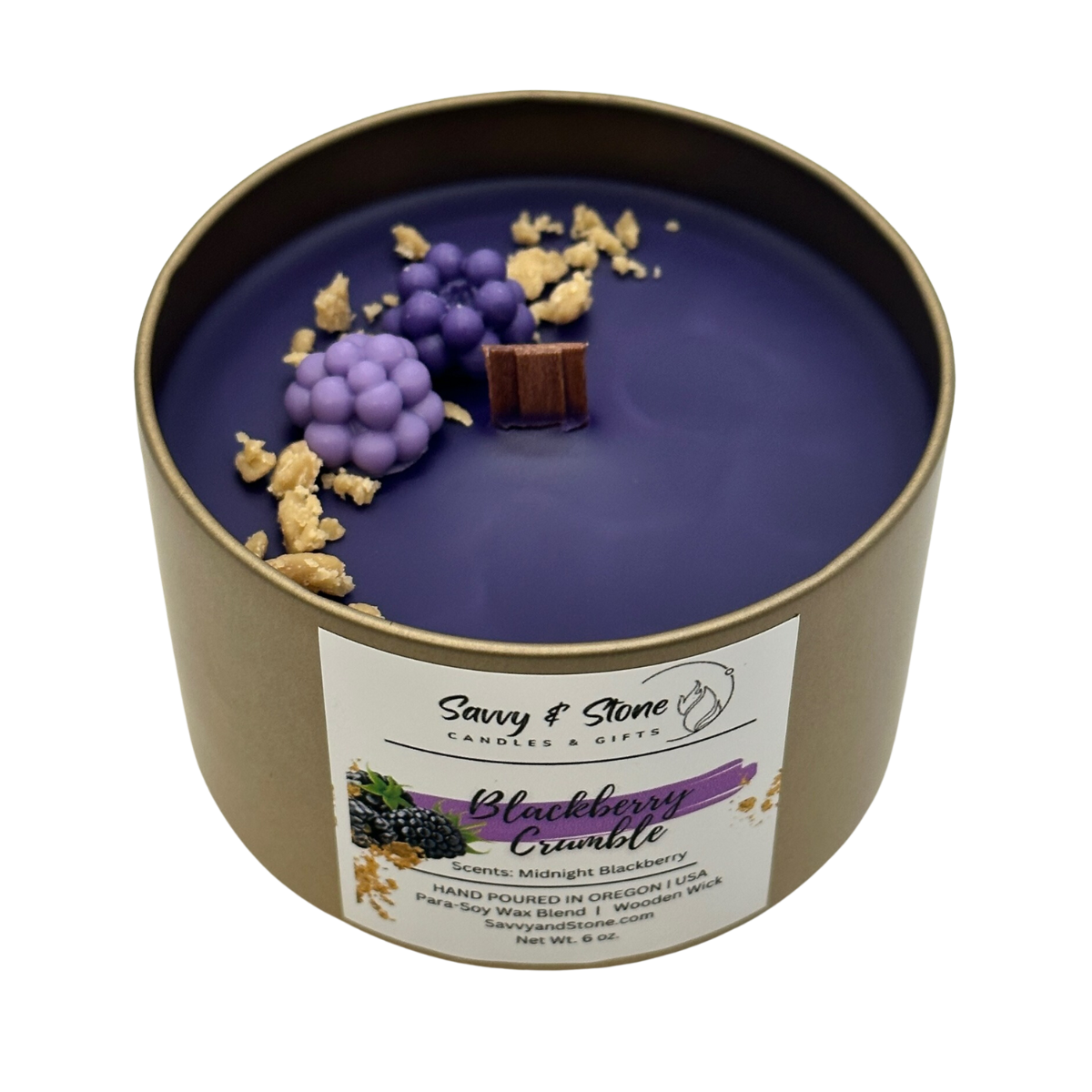 Blackberry Crumble | 6oz Soy Candle with Wooden Wick (Free Shipping over $35)