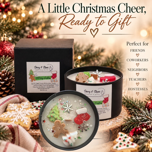 Holiday Cookies Candle: Wood Wick | Soy Wax Blend | Gift Boxed | 6oz