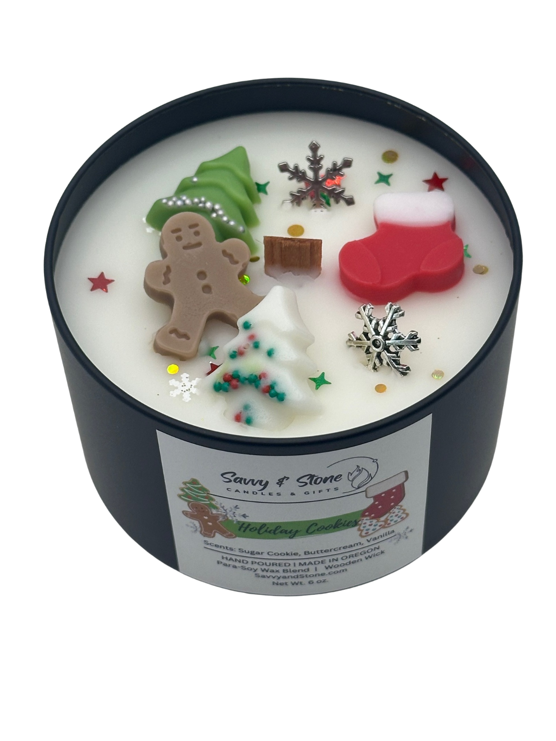 Holiday Cookies Candle: Wood Wick | Soy Wax Blend | Gift Boxed | 6oz