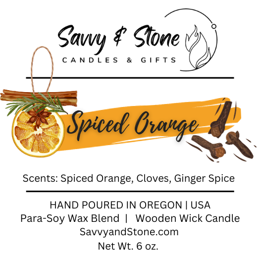 Spiced Orange Candle: Hand-Poured Soy Wax with Wooden Wick (6oz)