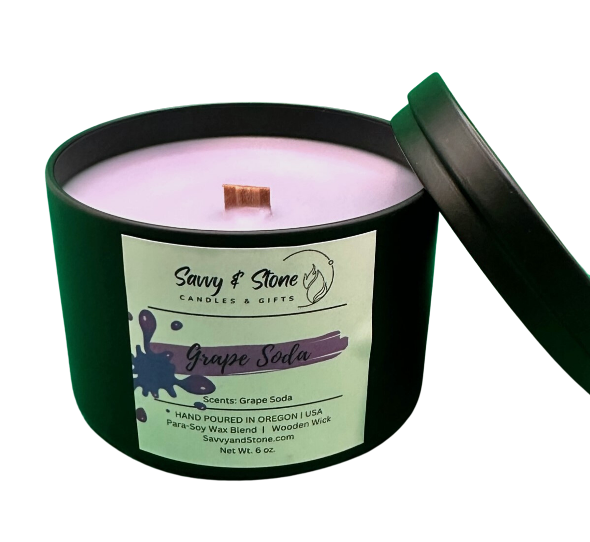 Grape Soda  | 6oz Wooden Wick Candle in Premium Tin (Free Shipping over $35)