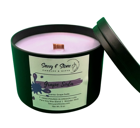 Grape Soda  | 6oz Wooden Wick Candle in Premium Tin (Free Shipping over $35)